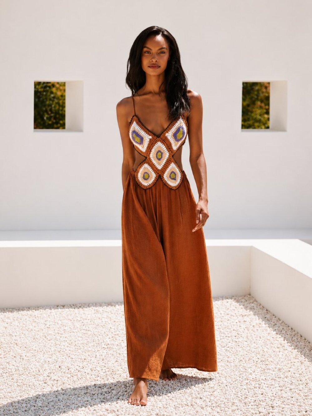 Anthropologie Boho Crochet Twofer Jumpsuit